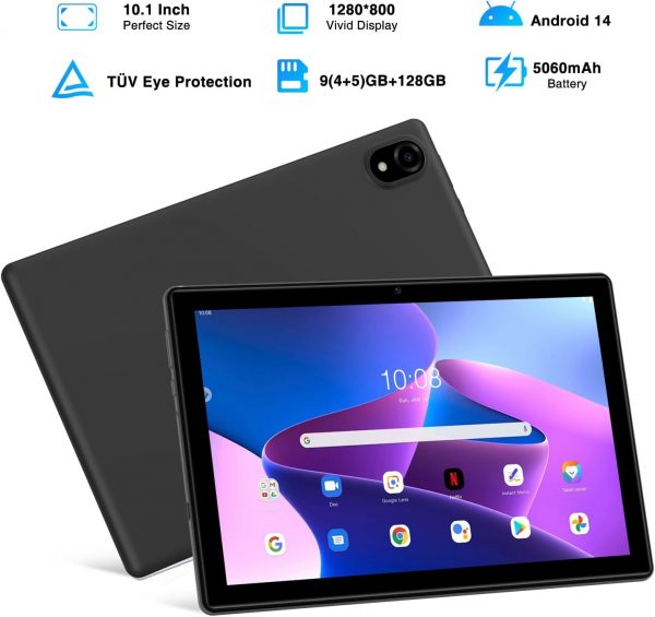 DOOGEE U10 Android 14 Tablette 9 Go RAM + 128 Go ROM (1 To TF) WiFi 6 Tablette Tactile 10 Pouces 2024, Quad-Core 2,0 GHz, 5060 mAh / 8MP + 5MP / Widevine L1 / BT 5.0, Violet