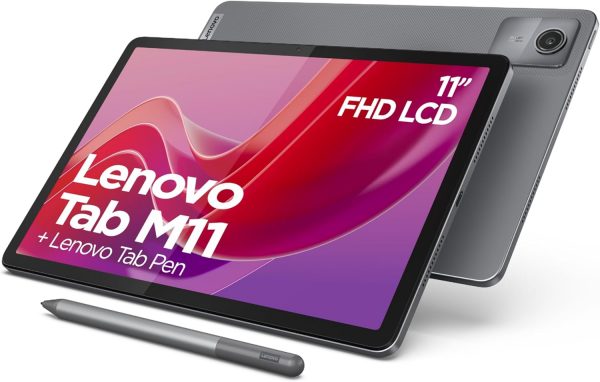 Lenovo Tab M11 - Tablette Tactile 11'' WUXGA (Processeur MediaTek Helio G88, 8 cœurs, 4 Go de RAM, eMMC 128 Go, Lenovo Tab Pen, Android 13, WiFi + Bluetooth) - Luna Gris