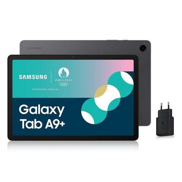 Samsung Galaxy Tab A9+ Tablet Android, 64 Go de stockage, grand écran de 11", Wifi, son 3D, anthracite, avec chargeur secteur rapide 25W inclus (version FR)