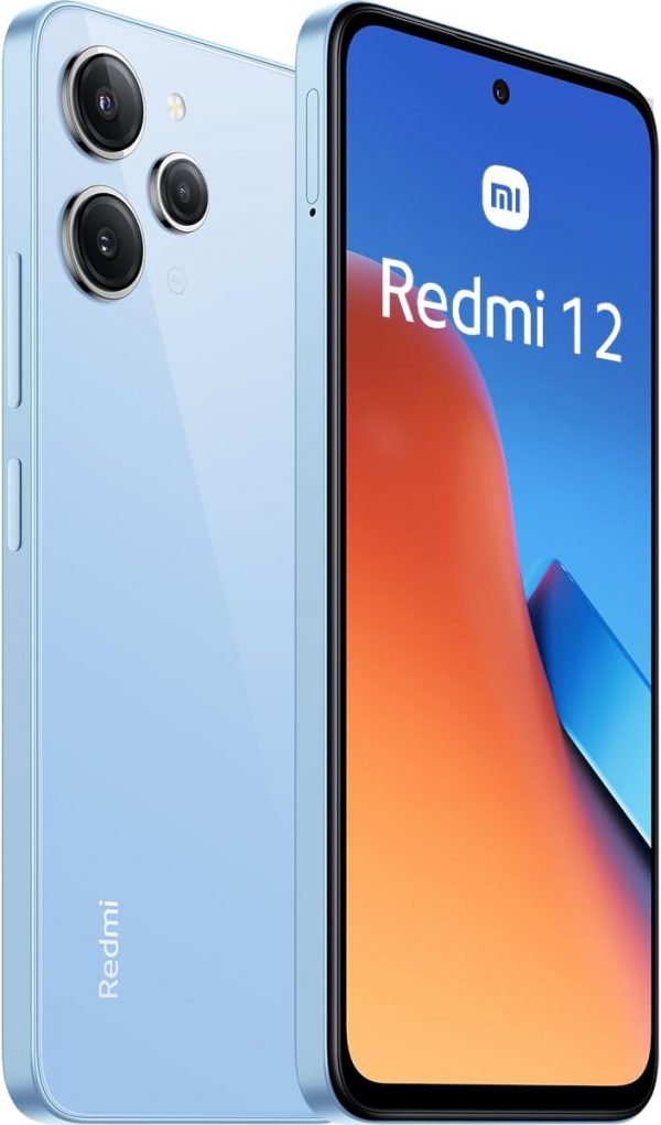 Smartphone Xiaomi Redmi 12, 128 Go, 4G, Grand écran de 6,79’’, Triple caméra arrière de 50MP avec IA, Batterie haute capacité de 5000mAh, Bleu