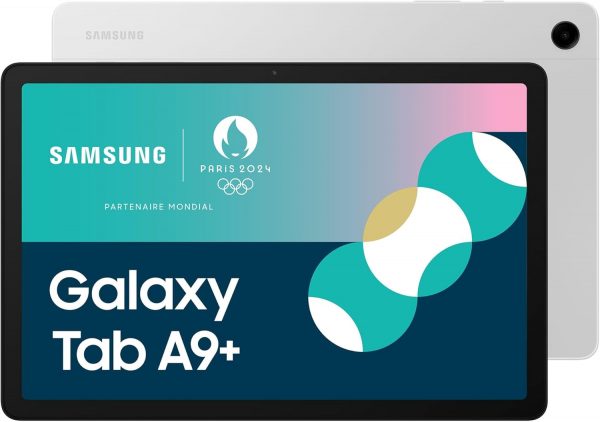 Tablette Android Samsung Galaxy Tab A9+, 64 Go de stockage, grand écran de 11", Wifi, son 3D, argent (version FR)