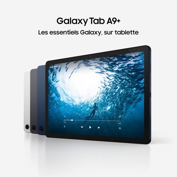 Tablette Android Samsung Galaxy Tab A9+, 64 Go de stockage, grand écran de 11", Wifi, son 3D, argent (version FR)