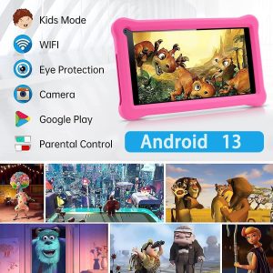 Tablette Enfants SUMTAB 7 Pouces Android 13 avec certification GMS, 8 (3+5) Go de RAM, 64 Go de ROM (carte TF 128 Go), applications pré-installées, Wi-Fi, contrôle parental