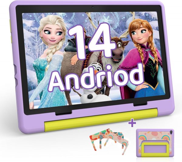 Tablette HotLight pour Enfant 10 Pouces Android 14, Tablette Enfants avec 8 Go + 64 Go (TF 1 To), Tablette Tactile Octa-Core, Applications Éducatives Pré-Installées, Contrôle...