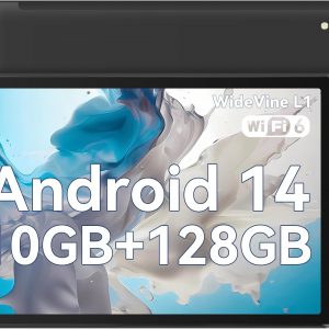 Tablette WEKYMES 10 Pouces, Tablette Android 14 avec 10 Go de RAM + 128 Go de ROM (1 To TF), Tablette Tactile Processeur Octa-Core, Widevine L1, Bluetooth 5.0, Double Caméra,...