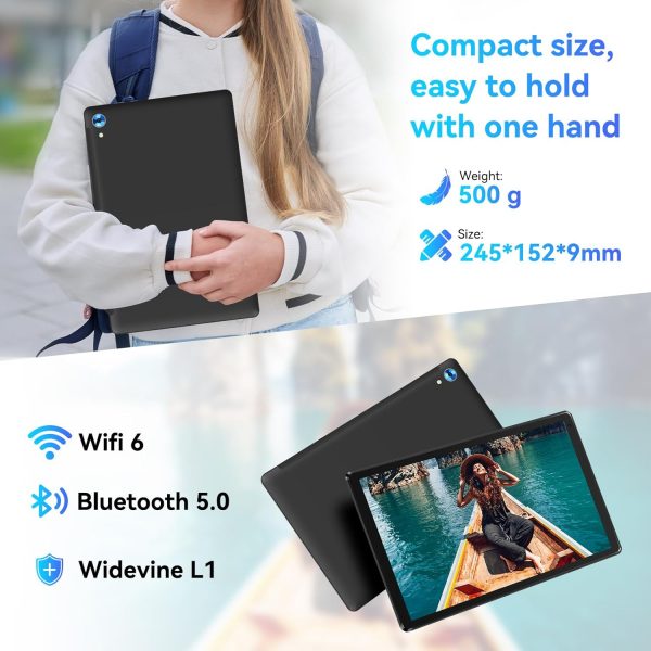 Tablette WEKYMES 10 Pouces, Tablette Android 14 avec 10 Go de RAM + 128 Go de ROM (1 To TF), Tablette Tactile Processeur Octa-Core, Widevine L1, Bluetooth 5.0, Double Caméra,...