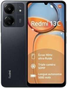 Xiaomi Redmi 13C 8 Go RAM 256 Go ROM [Version Globale] (Noir Minuit), triple caméra arrière de 50 MP avec IA