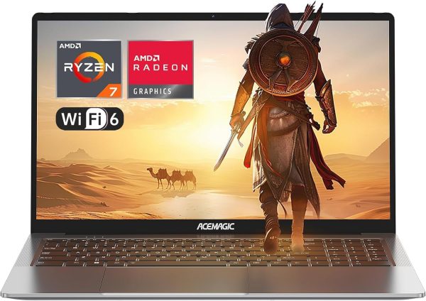 ACEMAGIC Gaming Ordinateur Portable avec Boîtier en Métal et Rétroéclairé, AMD Ryzen 7 5700U (8C/16T, jusqu'à 4,3 GHz) pour PC Portables Gamer, 16,1 Pouces FHD, 16Go DDR4, 512Go...