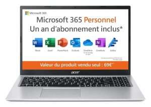 Acer Aspire 1 A115-32-C3AK Ordinateur Portable 15,6'' Full HD, PC Portable (Intel Celeron N4500, RAM 4 Go, 128 Go eMMC, Intel UHD Graphics, Windows 11) - Portable Gris