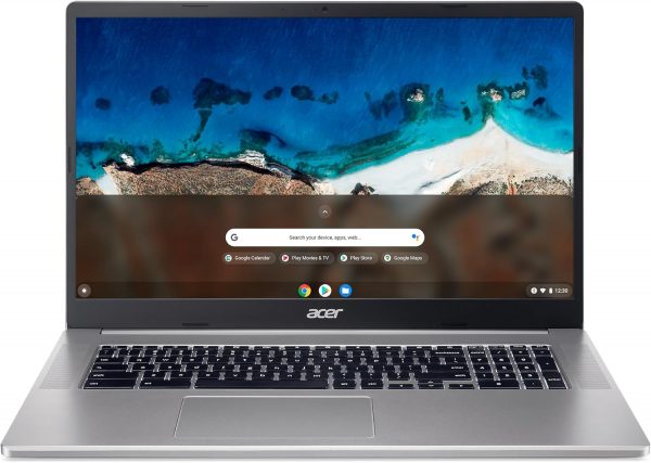 Acer Chromebook 317 CB317-1H-C7TP Ordinateur Portable 17,3'' Full HD, PC Portable (Intel Celeron N4500, RAM 8 Go, 256 Go eMMC, Intel UHD Graphics, Chrome OS), Portable Gris Argenté