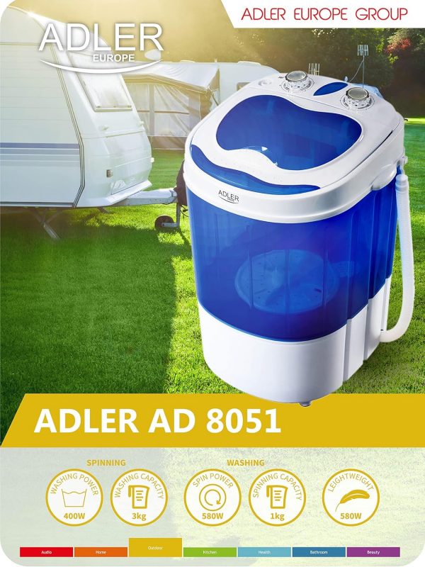 Adler AD8051 Lave-linge (Blanc/Bleu)