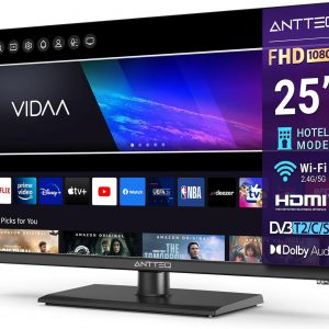 Antteq V25-AF3Q1 Smart TV 25 Pouces (62cm) Vidaa OS Full HD, Télévision avec Triple Tuner, Application Mobile, Netflix/WiFi, HDMI, 2024