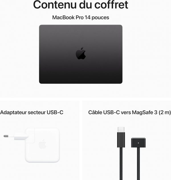 Apple 2023 MacBook Pro Ordinateur Portable avec M3 Pro, CPU 11 cœurs, GPU 14 cœurs : écran Liquid Retina XDR 14,2 pouces, 18 Go de mémoire unifiée, 512 Go de stockage SSD ; noir