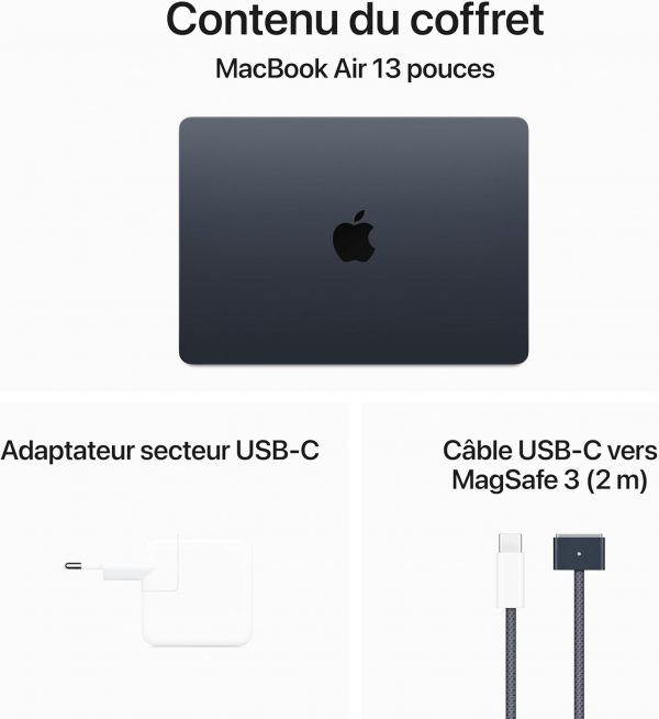 Apple 2024 Portable MacBook Air 13 Pouces avec Puce M3 : écran Liquid Retina 13,6 Pouces, 8 Go de mémoire unifiée, 256 Go de Stockage SSD, Clavier rétroéclairé, caméra FaceTime