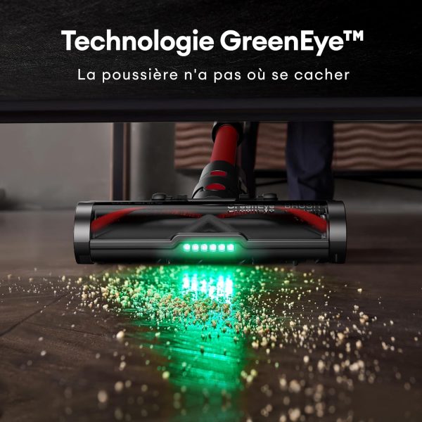 Aspirateur balai sans fil Ultenic U16 Flex, 45Kpa/60min, aspirateur sans fil hyper-puissant, technologie GreenEye, tube pliable, brosse anti-emmêlement pour tapis, poils d'animaux,