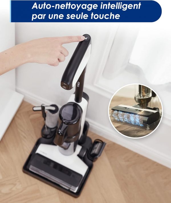 Aspirateur Eau et Poussière sans Fil Tineco Floor One S5 Intelligent pour sols durs, écran Digital, Longue autonomie, Parfait pour les saletés collantes et les poils d’animaux