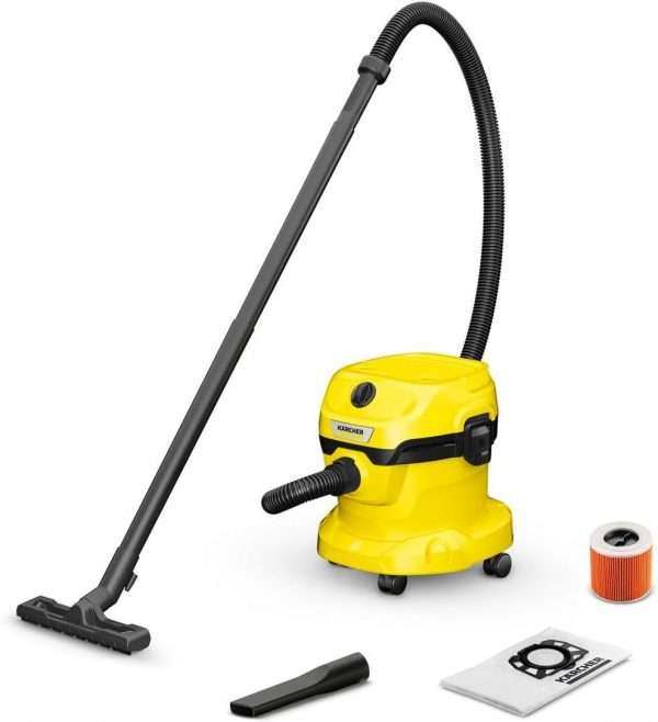 Aspirateur eau et poussières Kärcher WD 2 Plus V-12/4/18/C, avec filtre cartouche, sac filtre ouate, 1000 W, cuve en PVC : 12 l, tube d'aspiration : 1,8 m, fonction soufflerie,