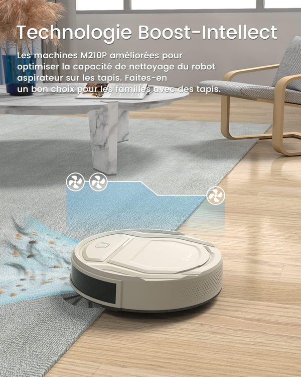 Aspirateur Robot Lefant Mince 2200Pa, Silencieux 55dB, Connecté avec WiFi/Bluetooth/Alexa/App, 120min d'Autonomie, Auto-Charge, Idéal pour Poils d'Animaux et Sols Durs, M210P