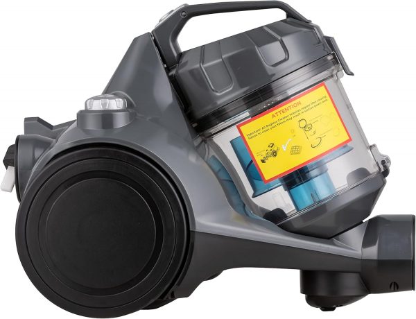 Aspirateur sans sac à cylindre Amazon Basics 15KC-71EU4, puissant pour sols durs et tapis, filtre HEPA, compact et léger, 700 W, 1,5 L, noir/bleu