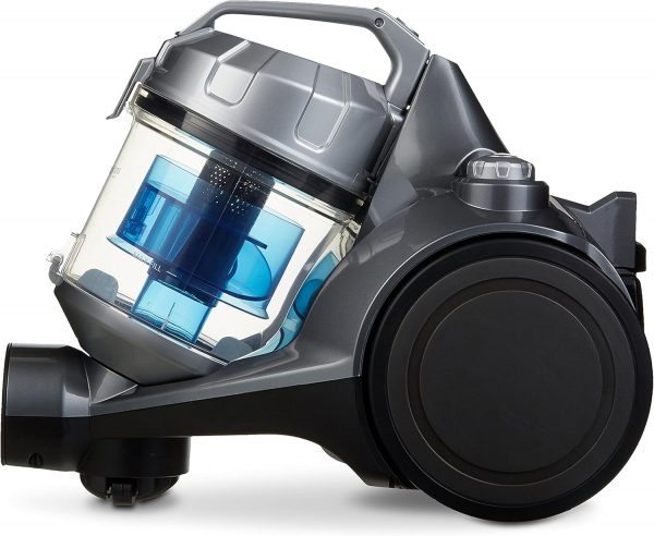 Aspirateur sans sac à cylindre Amazon Basics 15KC-71EU4, puissant pour sols durs et tapis, filtre HEPA, compact et léger, 700 W, 1,5 L, noir/bleu