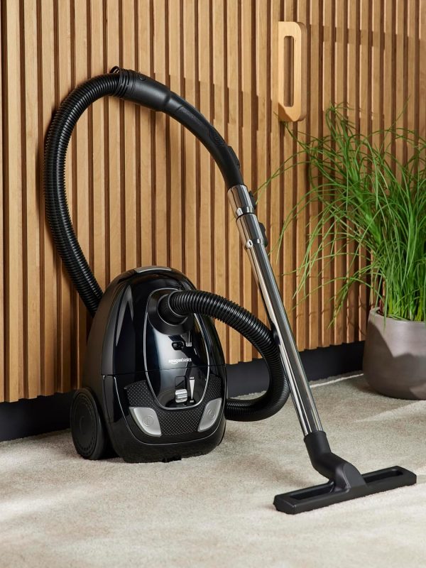 Aspirateur sans sac à cylindre Amazon Basics 15KC-71EU4, puissant pour sols durs et tapis, filtre HEPA, compact et léger, 700 W, 1,5 L, noir/bleu