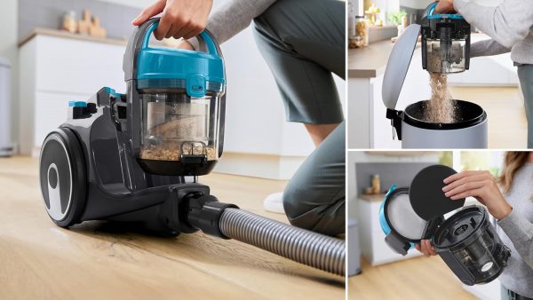 Bosch Électroménager Série 2, BGS05X240, aspirateur traîneau sans sac compact et léger, rayon d'action de 9 m, pour tous les types de sols, avec accessoire spécial poils, turquoise