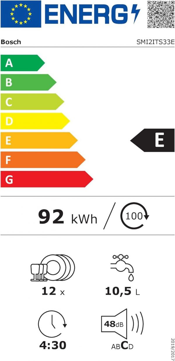 Bosch SMI2ITS33E - Lave-vaisselle encastrable - 60 cm - Home connect - 12 couverts - Moteur EcoSilence - Métallique