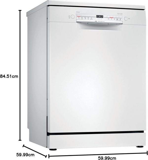 Bosch SMS2ITW12E - Série 2, Lave-vaisselle à poser libre - 60 cm - Home Connect - 12 couverts - Moteur EcoSilence - Blanc