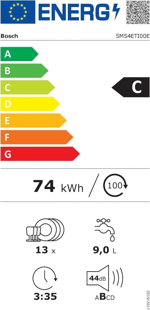 Bosch SMS4ETI00E - Série 4 - Lave-vaisselle pose-libre - 60 cm - 13 couverts - Silence Plus 44 dB - Acier inox