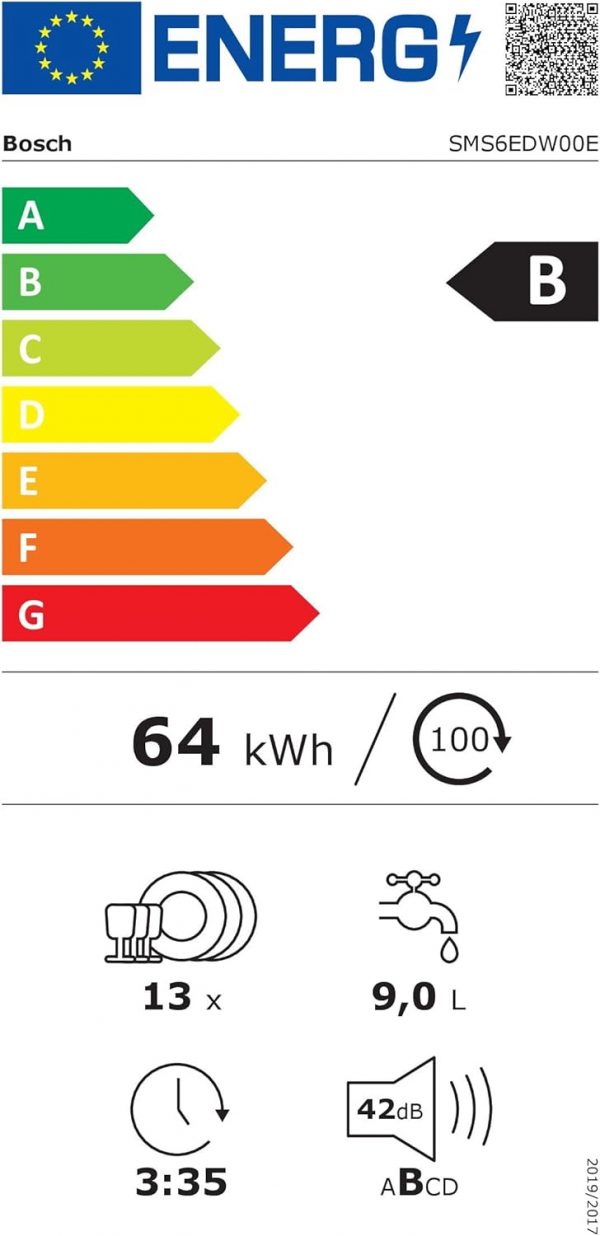 Bosch SMS6EDW00E - Série 6 - Lave-vaisselle libre installation - 60 cm - 13 couverts - Silence Plus 42 dB - Home Connect