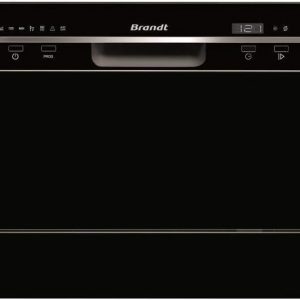 Brandt DFC6519B - Lave-Vaisselle Pose libre - 6 Couverts - 7 Programmes - Option Départ en Différé 24H - 49dB - 50Hz - Noir