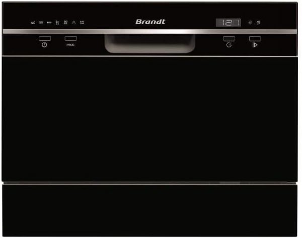 Brandt DFC6519B - Lave-Vaisselle Pose libre - 6 Couverts - 7 Programmes - Option Départ en Différé 24H - 49dB - 50Hz - Noir