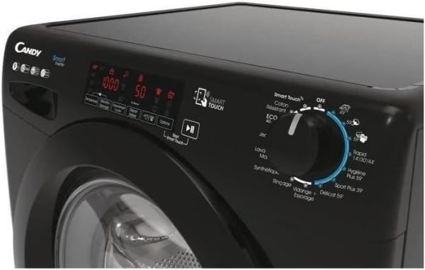 CANDY Lave-linge frontal CS 129TMBBE-47, 9 kg, 16 Programmes, 1200 tr/min, Moteur Inverter, Classe B, Noir Brillant