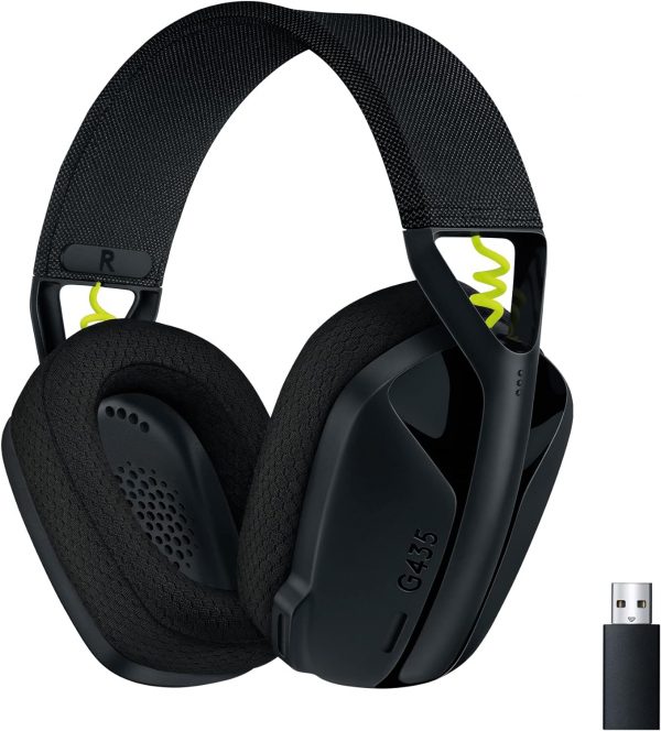 Casque Gamer léger sans fil Logitech G435 LIGHTSPEED & Bluetooth, circum-auriculaire, avec micro intégré, batterie de 18h, compatible avec Dolby Atmos, PC, PS4, PS5, mobile,...