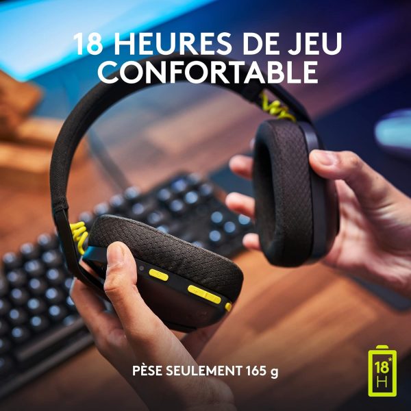 Casque Gamer léger sans fil Logitech G435 LIGHTSPEED & Bluetooth, circum-auriculaire, avec micro intégré, batterie de 18h, compatible avec Dolby Atmos, PC, PS4, PS5, mobile,...