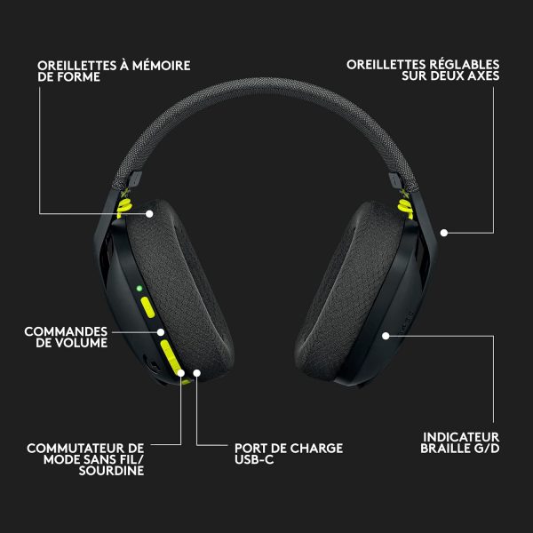 Casque Gamer léger sans fil Logitech G435 LIGHTSPEED & Bluetooth, circum-auriculaire, avec micro intégré, batterie de 18h, compatible avec Dolby Atmos, PC, PS4, PS5, mobile,...