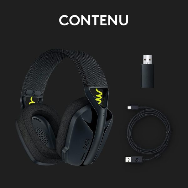 Casque Gamer léger sans fil Logitech G435 LIGHTSPEED & Bluetooth, circum-auriculaire, avec micro intégré, batterie de 18h, compatible avec Dolby Atmos, PC, PS4, PS5, mobile,...