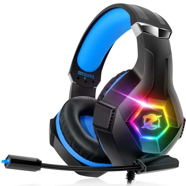 Casque Gaming Ozeino pour PS5 PC PS4, Casque Gamer avec Micro RGB 7 Couleurs, Transducteurs 50mm Stéréo Basse, Micro Anti-Bruit Réglable Compatible avec Switch Xbox Series X &