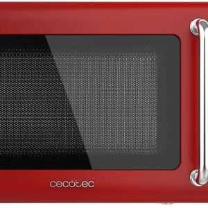 Cecotec Micro-Ondes Mécanique Proclean 3010 Rouge Rétro 20 L. 700 W sur 6 Niveaux, Minuterie jusqu'à 30 Minutes, Mode Décongélation, Design Vintage en Rouge, Finitions Acier