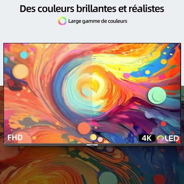 CHIQ 43 Pouces 4K QLED Smart TV, UHD Large Gamme de Couleurs avec HDR, Chromecast intégré, Dolby Audio, DBX-TV, Bluetooth 5.0, Wi-Fi Double Bande, Modèle U43QM8E 2023