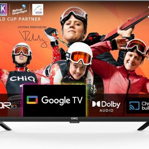 CHIQ L32H7G TV Smart de 32 pouces HD LED au design sans cadre HDR, Google TV, Google Assistant, Chromecast intégré, Dolby Audio, WiFi, Bluetooth, HDMI, USB 2.0, CI+ 2023