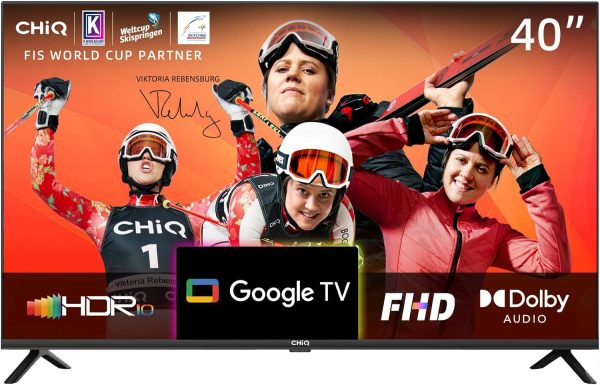 CHIQ L40H7G Téléviseur Intelligent 40 Pouces, Full HD 1080P Design Slim Google TV, Assistant Google, Chromecast intégré HDR10&HLG, Mode Audio Dolby Triple Tuner Vidéo 2023