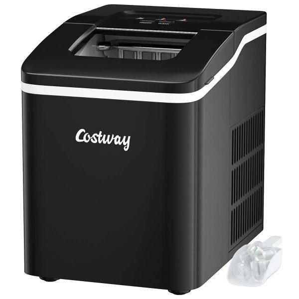 COSTWAY Machine à glaçons de comptoir 12 kg/24 h portable, 9 glaçons en 8 minutes, avec réservoir de 1,6 L, auto-nettoyage, affichage LCD, pelle et panier amovibles, 120 W pour...