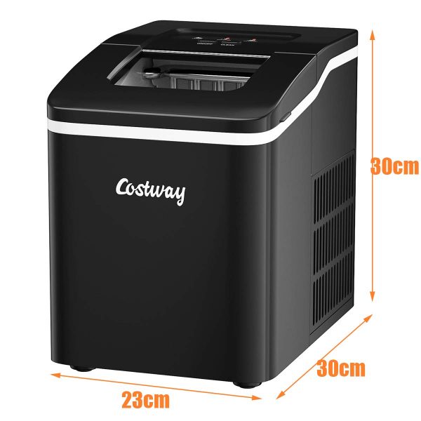 COSTWAY Machine à glaçons de comptoir 12 kg/24 h portable, 9 glaçons en 8 minutes, avec réservoir de 1,6 L, auto-nettoyage, affichage LCD, pelle et panier amovibles, 120 W pour...