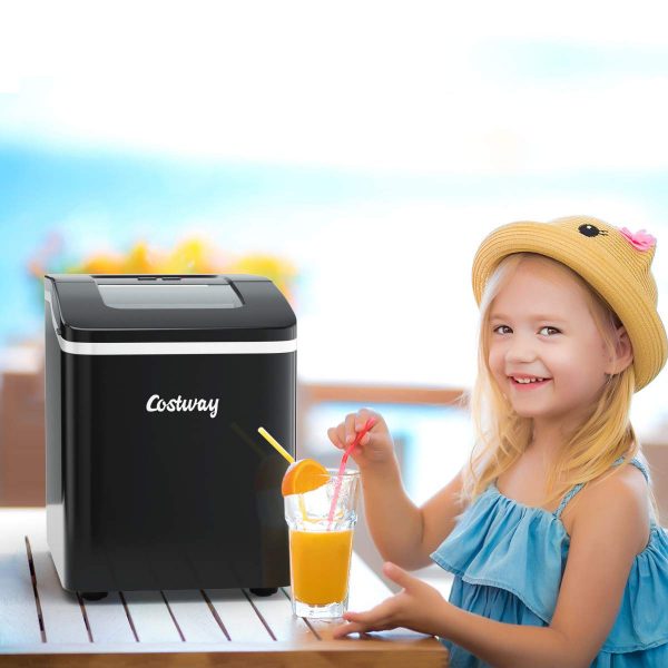 COSTWAY Machine à glaçons de comptoir 12 kg/24 h portable, 9 glaçons en 8 minutes, avec réservoir de 1,6 L, auto-nettoyage, affichage LCD, pelle et panier amovibles, 120 W pour...