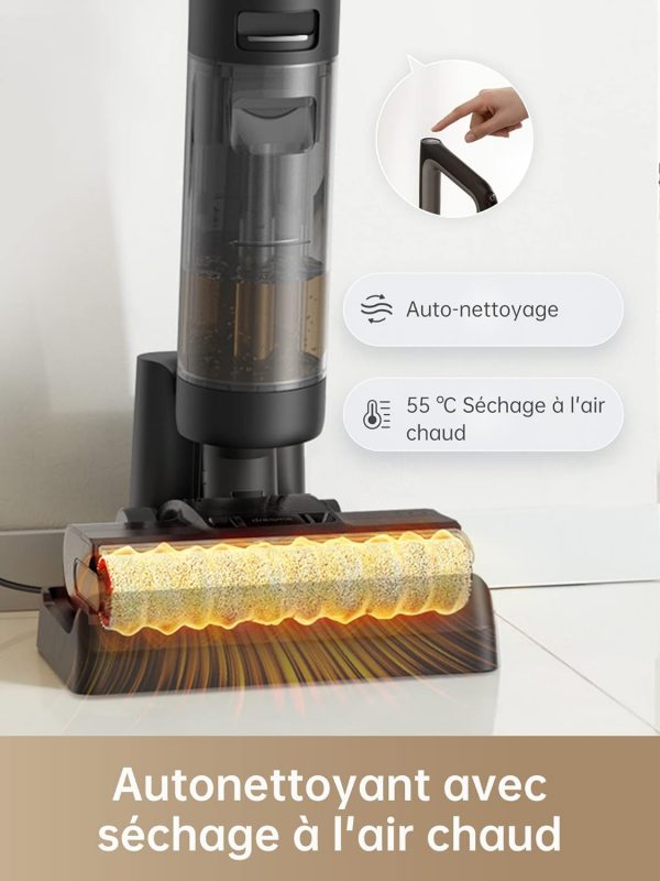 Dreame H12 Pro Aspirateur Eau et Poussière Intelligent Sec et Humide sans Fil, Séchage à l'air Chaud, Nettoyage des Bords, Réservoir d'Eau 900 ML, Autonomie de 35 Min, Écran LED