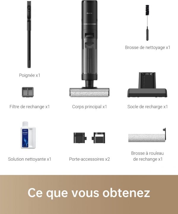 Dreame H12 Pro Aspirateur Eau et Poussière Intelligent Sec et Humide sans Fil, Séchage à l'air Chaud, Nettoyage des Bords, Réservoir d'Eau 900 ML, Autonomie de 35 Min, Écran LED