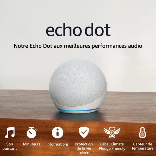 Echo Dot (5e génération, modèle 2022) | Enceinte connectée Bluetooth et Wi-Fi au son puissant encore plus imposant, avec Alexa | Anthracite