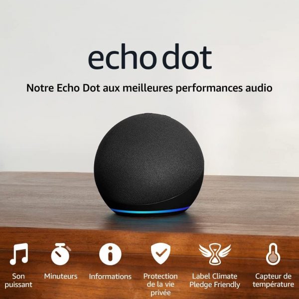 Echo Dot (5e génération, modèle 2022) | Enceinte connectée Bluetooth et Wi-Fi au son puissant encore plus imposant, avec Alexa | Bleu marine