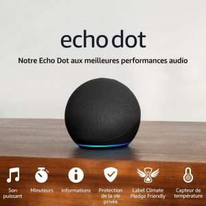 Echo Dot (5e génération, modèle 2022) | Enceinte connectée Bluetooth et Wi-Fi au son puissant encore plus imposant, avec Alexa | Anthracite